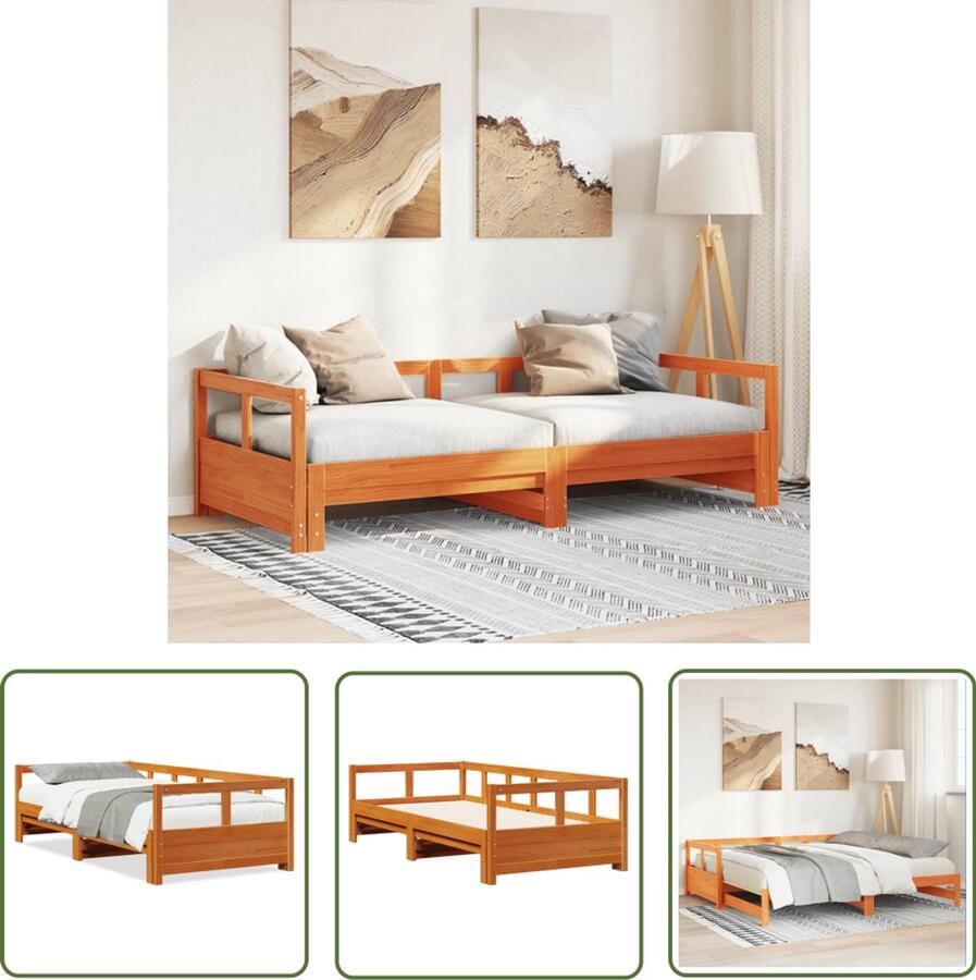 VidaXL Slaapbank zonder matras 90x190 cm massief grenenhout wasbruin Slaapbank Bankstel Houten Bank Tweepersoonsbed Stapelbed