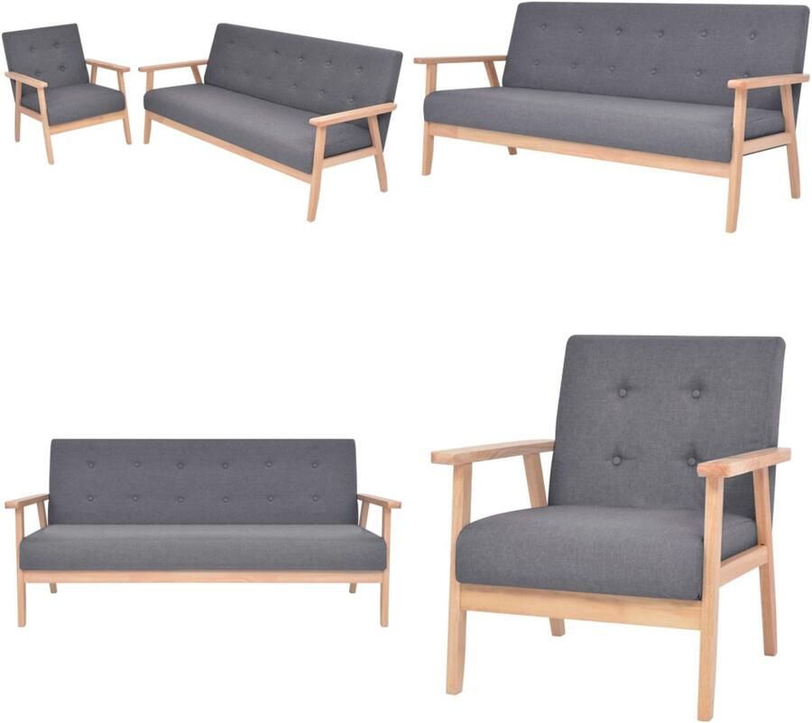 VidaXL Bankstel stof donkergrijs 2-delig Bankstel Bankstellen Bank Stel Bank Stellen