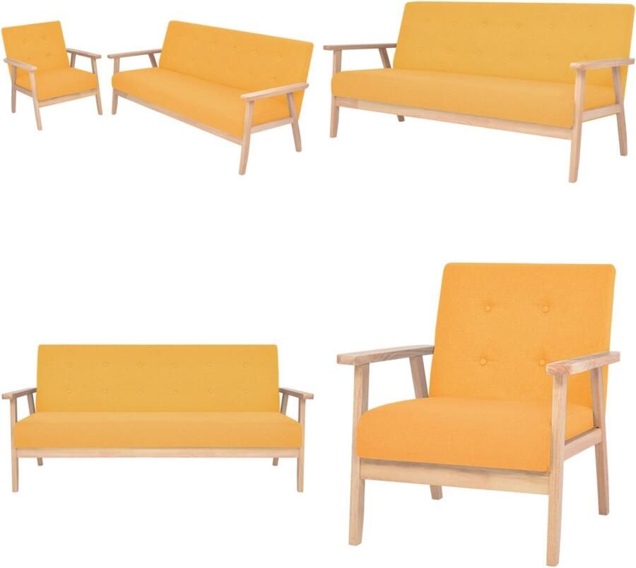 VidaXL Bankstel stof geel 2-delig Bankstel Bankstellen Moderne Bank Moderne Banken