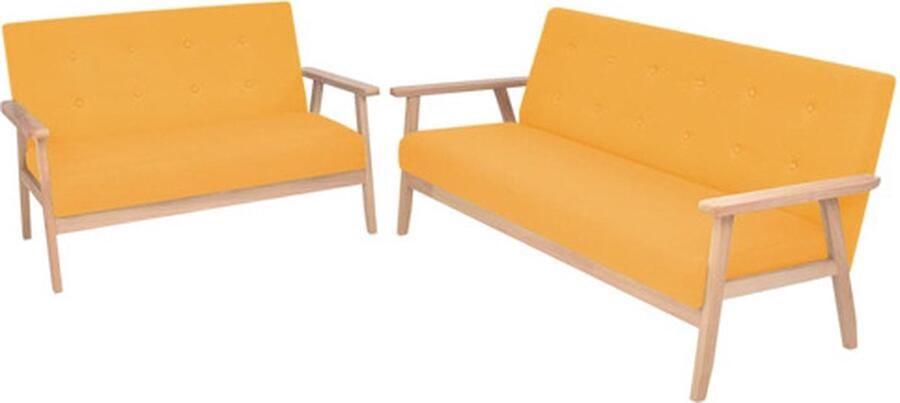 VidaXL Bankstel stof geel 2-delig