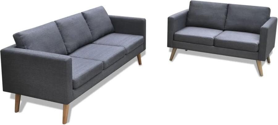 VidaXL Bankstel Tweezits & Driezits Donkergrijs Bankstel Tweezitsbank Driezitsbank Grijs Sofa Lederlook Stoffen Bank Lounge Meubilair Woonkamermeubelen - Foto 2