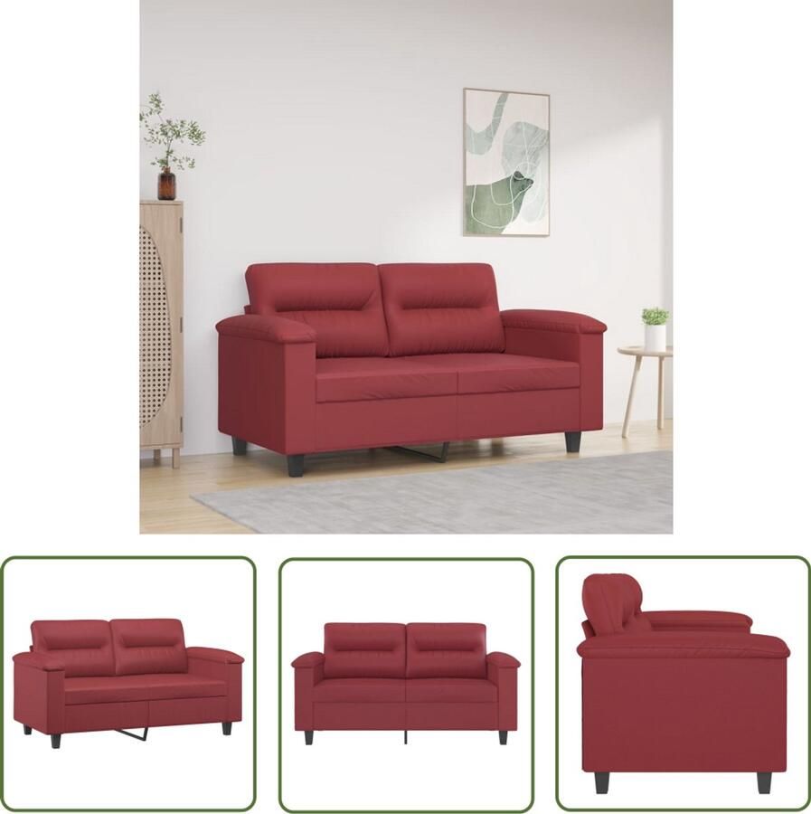 VidaXL Tweezitsbank 120 cm kunstleer wijnrood Tweezitsbank Bankstel Salontafel Woonkamermeubilair Rode Bank