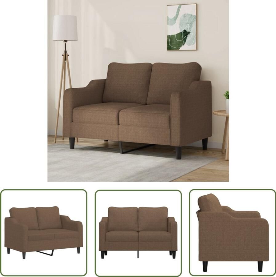The Living Store Tweezitsbank 120 cm stof bruin Tweezitsbank Bankstel Salontafel Meubels Bruine Bank