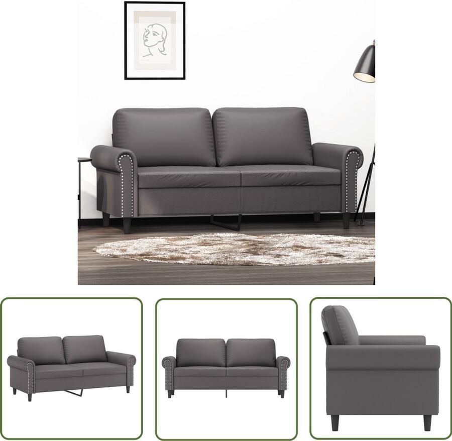 VidaXL Tweezitsbank 140 cm kunstleer grijs Tweezitsbank Bankstel Lounge Bank Kunstleder Bank Grijze Bank