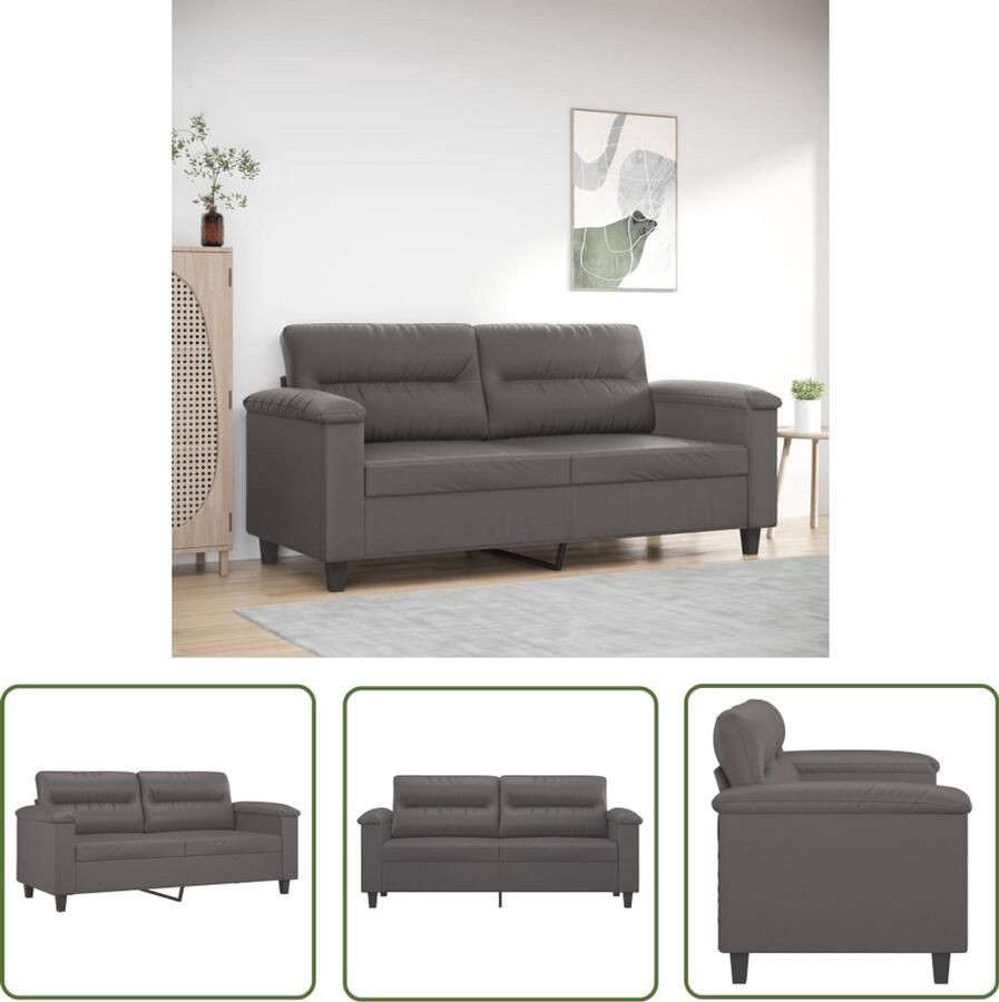 VidaXL Tweezitsbank 140 cm kunstleer grijs Tweezitsbank Bankstel Salontafel Huiskamerinrichting Loungemeubilair