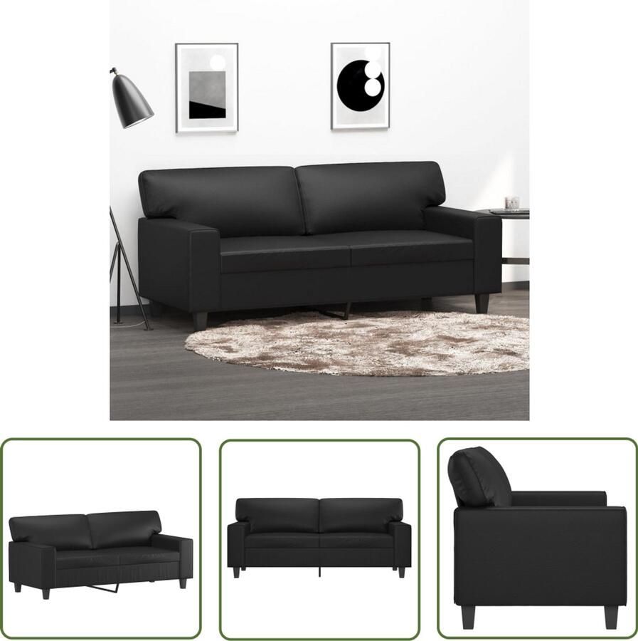 VidaXL Tweezitsbank 140 cm kunstleer zwart Tweezitsbank Bankstel Salontafel Moderne Bank Leren Bank