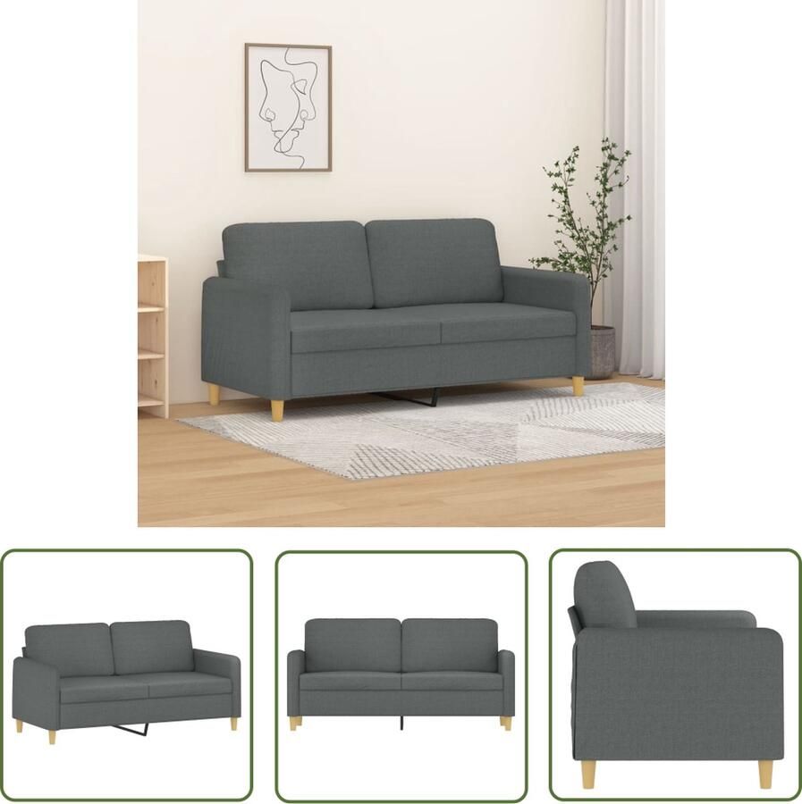 The Living Store Design Bankstel 2-zitsbank 140x50x41 cm Stevig metalen frame Duurzame stof Donkergrijs Tweezitsbank Bankstel Donkere Meubels Comfortabele Bank Salontafel
