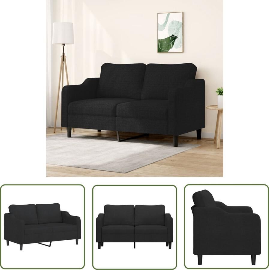 The Living Store Bankstel Comfort 2-Zitsbank 158 x 77 x 80 cm Zwart Duurzame stof Tweezitsbank Bankstel Comfortabele Bank Zitzitting Salontafel