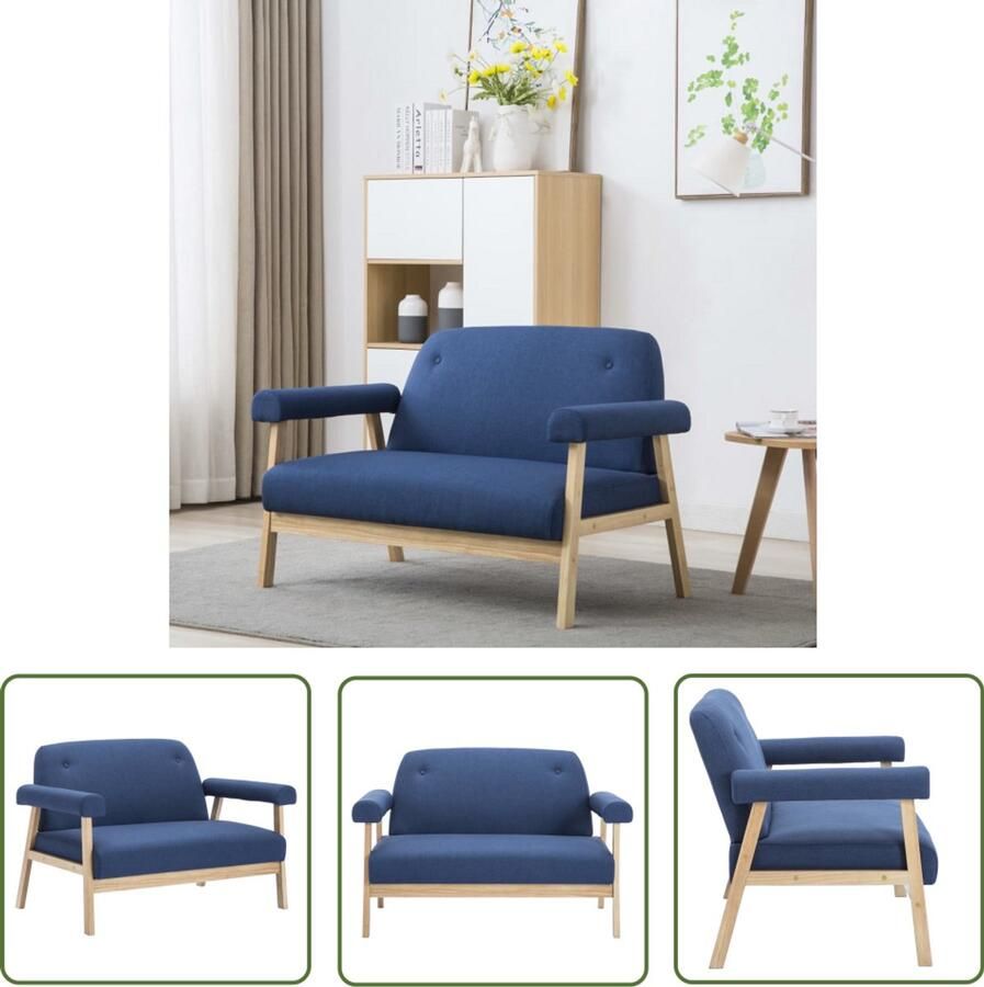 The Living Store Tweezitsbank stof blauw Tweezitsbank Bankstel Salontafel Blauwe Bank Design Bank