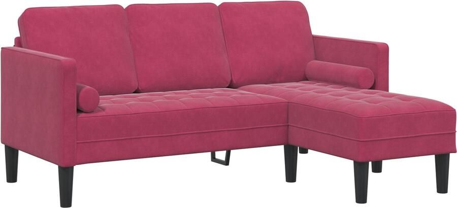 VidaXL 3-Zits Sofa met L-vormige Chaise in Wijnrood Velvet (160 cm)