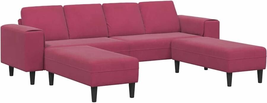 VidaXL Bankstel 3 pcs Wijnrood Fluweel