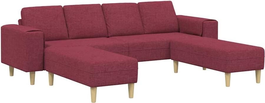 VidaXL Bankstel 3 pcs Wijnrood Stof