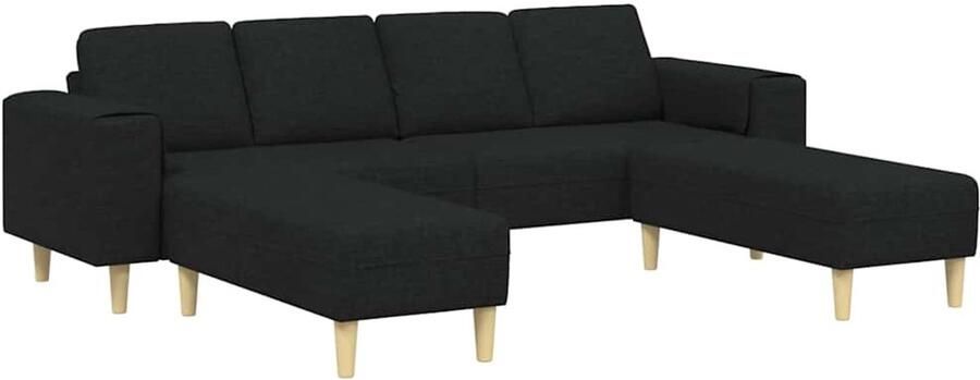 VidaXL Bankstel 3 pcs Zwart Stof