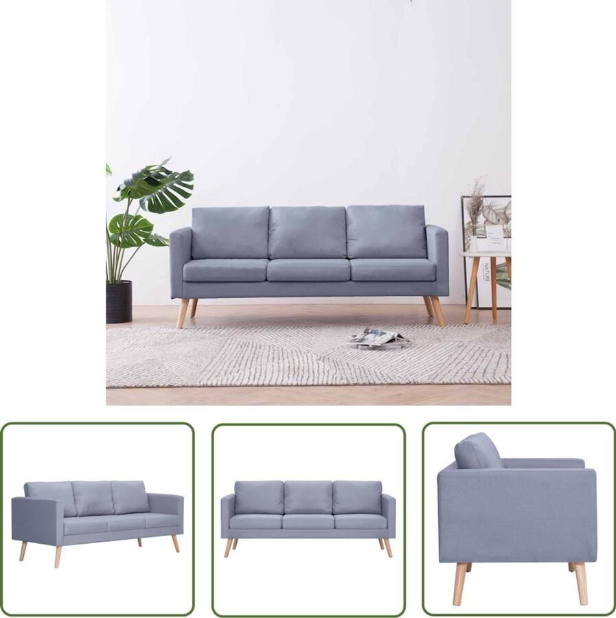 The Living Store Driezitsbank Stijlvol Breed zitoppervlak Hoogwaardige stof Lichtgrijs 168x70x73cm Drie Persoons Bank Bankstellen Stoffen Bank Grijze Bank Lounge Bank - Foto 2