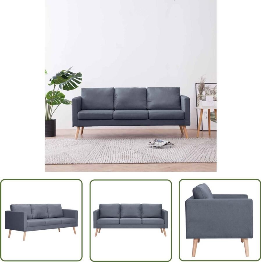 The Living Store Bank Driezitsbank 168 x 70 x 73 cm Breed zitoppervlak Hoogwaardige stof Drie Gezichtsbank Bankstellen Grijs Moderne Bank Lounge Bank Woonkamer Meubels - Foto 2
