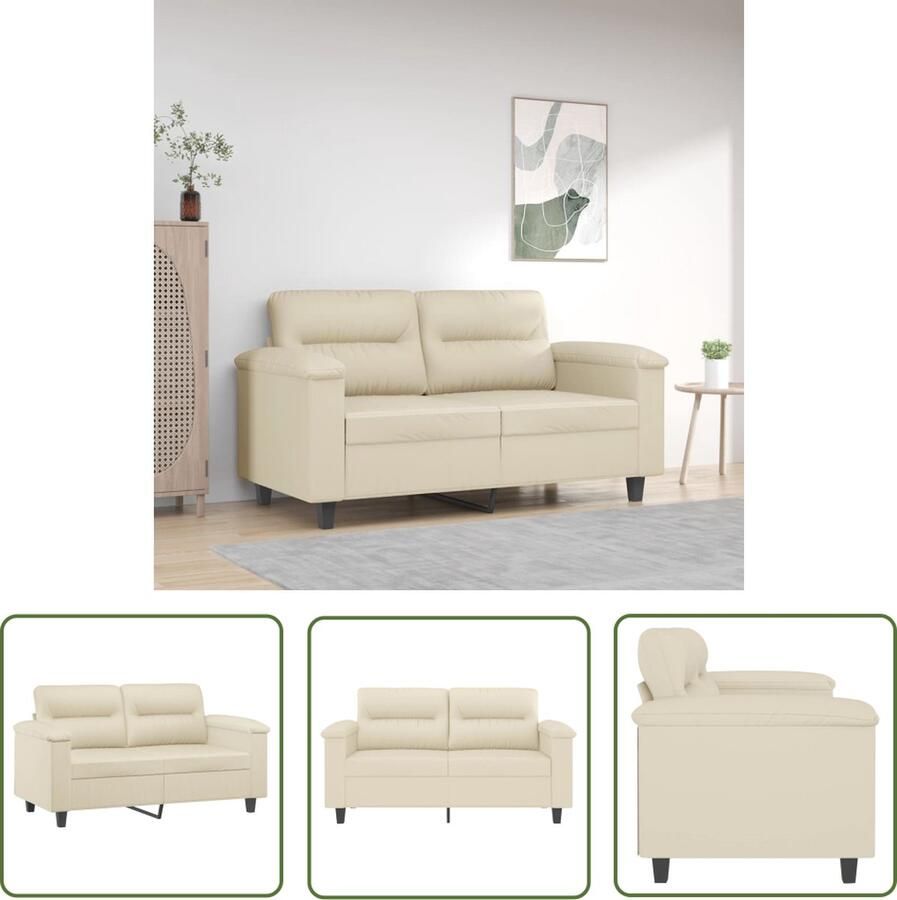 The Living Store Bank Kunstleer Crème 2-zitsbank 150 x 77 x 80 cm Stabiel frame Comfortabel zitcomfort Tweezitsbank Bankstellen Salon Meubilair Crème Bank Kunstleder Bank