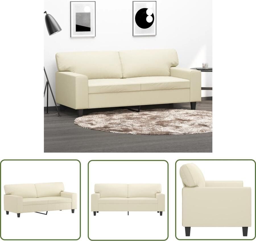 The Living Store Bank Kunstleer Crème 2-zits Stabiel Metalen Frame Comfortabel Gedempte Zitting Modern Ontwerp Tweezitsbank Bankstellen Salon Meubilair Crème Kleur Kunstleder Sofa