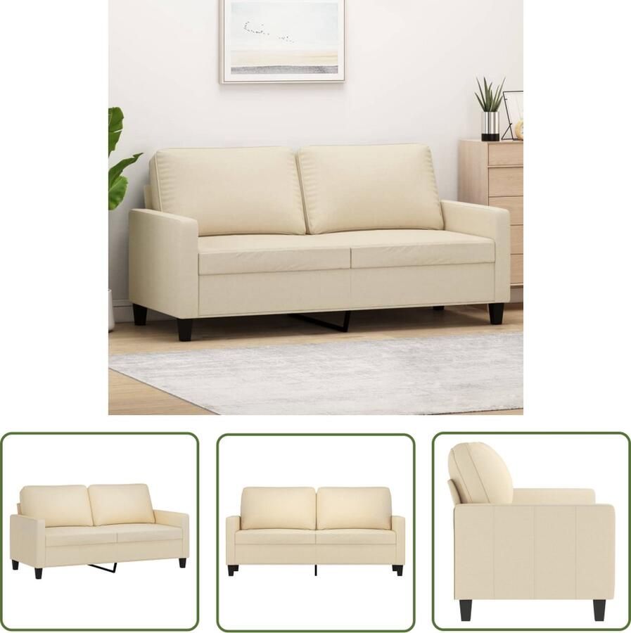 The Living Store Bank Crème 2-zits 158x77x80cm Duurzame Stof Stevig Frame Tweezitsbank Bankstellen Cremekleurige Bank Lounge Bank Salontafel