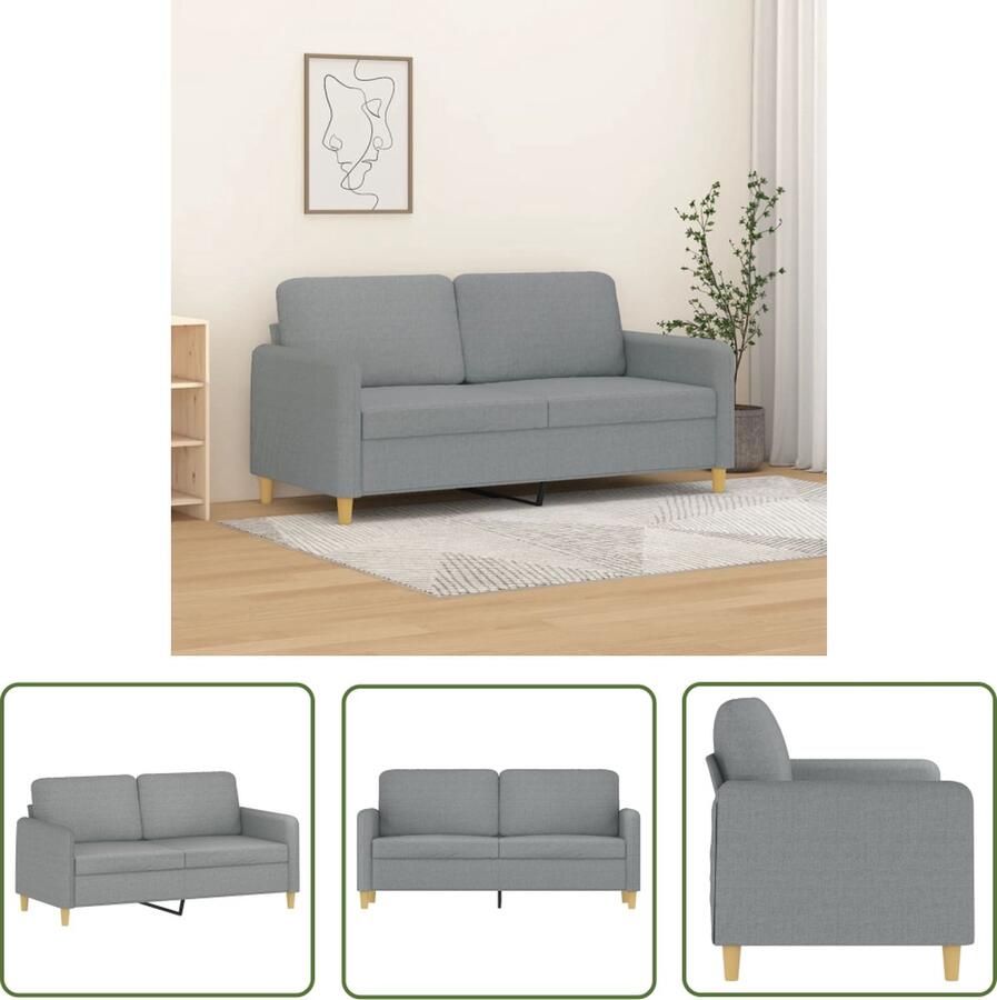 The Living Store Bank Loungeset 2-Zits 158 x 77 x 80 cm Lichtgrijs Duurzame stof Tweezitsbank Bankstellen Lounge Set Grijs Meubilair Huiskamerinrichting