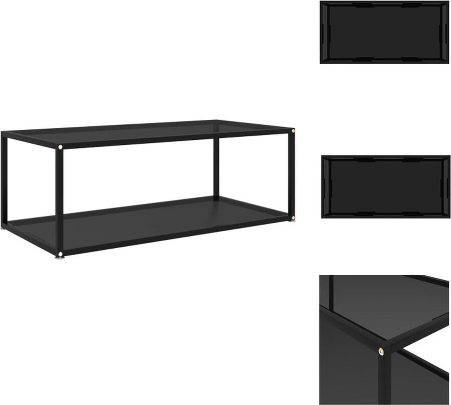 VidaXL Salontafel 2-laags ontwerp Gehard glas en gepoedercoat staal 100 x 50 x 35 cm Zwart Tafel