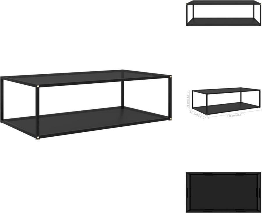 VidaXL Banktafel Banktafels Bijzettafel Bijzettafels Salontafel 120x60x35 cm gehard glas zwart
