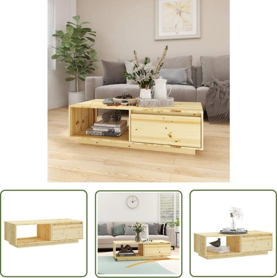 The Living Store Banktafel Massief Vurenhout 110 x 50 x 33.5 cm Opbergschap Montage vereist Salontafel Banktafel Houten Tafel Vurenhout Tafel Massief Hout - Foto 2
