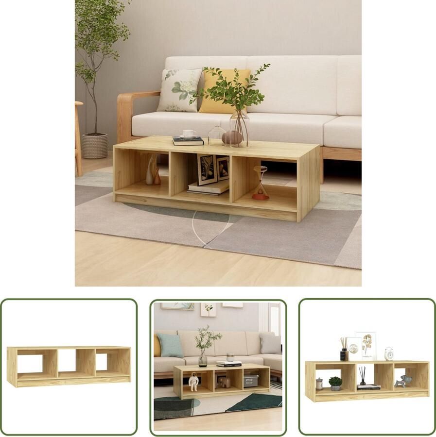 The Living Store Banktafel Grenenhout Modern Ontwerp Opbergschap 110x50x34cm Salontafel Banktafel Grenenhouten Tafel Houten Tafel Moderne Tafel - Foto 2