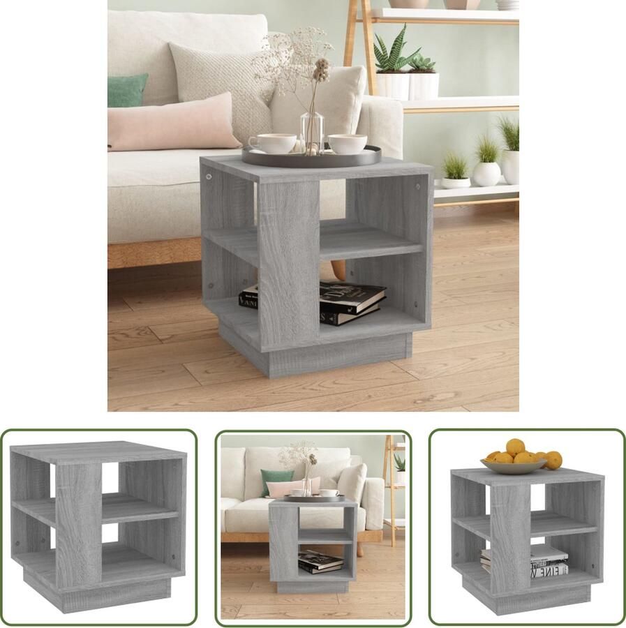 The Living Store Salontafel 40x40x43 cm bewerkt hout grijs sonoma eikenkleurig Salontafel Banktafel Houten Salontafel Grijze Salontafel Eikenhouten Salontafel - Foto 2