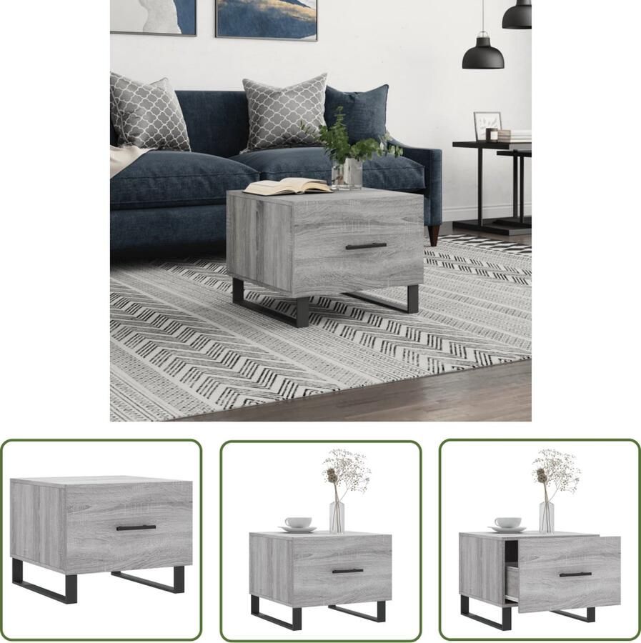 The Living Store Salontafel Banktafel 50 x 50 x 40 cm Grijs Sonoma Eiken Salontafel Banktafel Houten Salontafel Grijze Salontafel Modern Meubilair