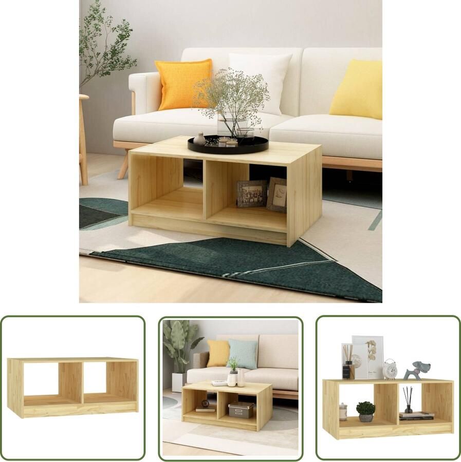 The Living Store Banktafel Modern Grenenhout 75x50x33.5 cm Opbergschap Montage vereist Salontafel Banktafel Houten Tafel Grenoble Hout Moderne Tafel - Foto 2