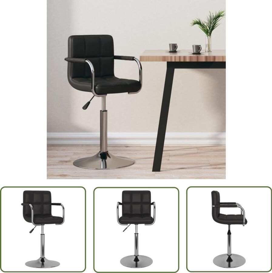 The Living Store Barkruk kunstleer zwart Barstoel Barhouten Stoel Zwarte Barstool Design Barstoel Industriële Barstoel