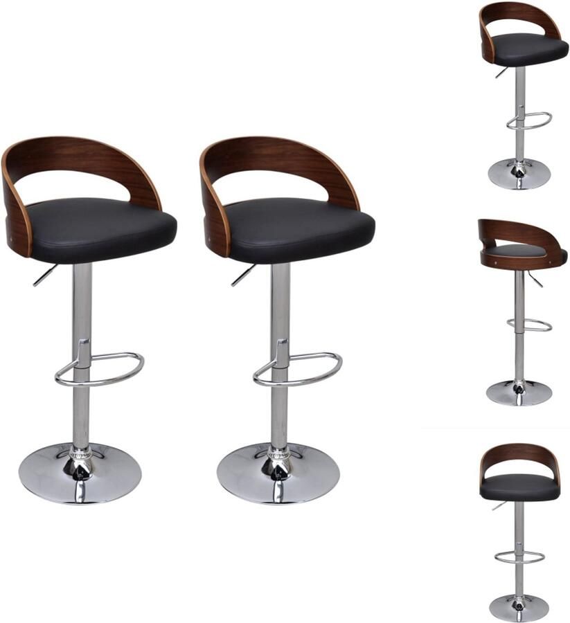 VidaXL Barkruk Barkrukken Aanrecht Stoelen Keukenstoelen Barkrukken 2 st gebogen hout