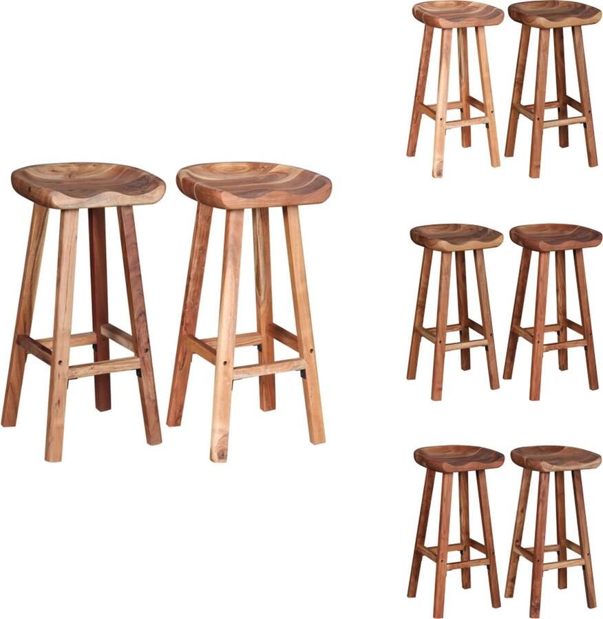 VidaXL Barkruk Barkrukken Aanrecht Stoelen Keukenstoelen Barkrukken 2 st massief acaciahout