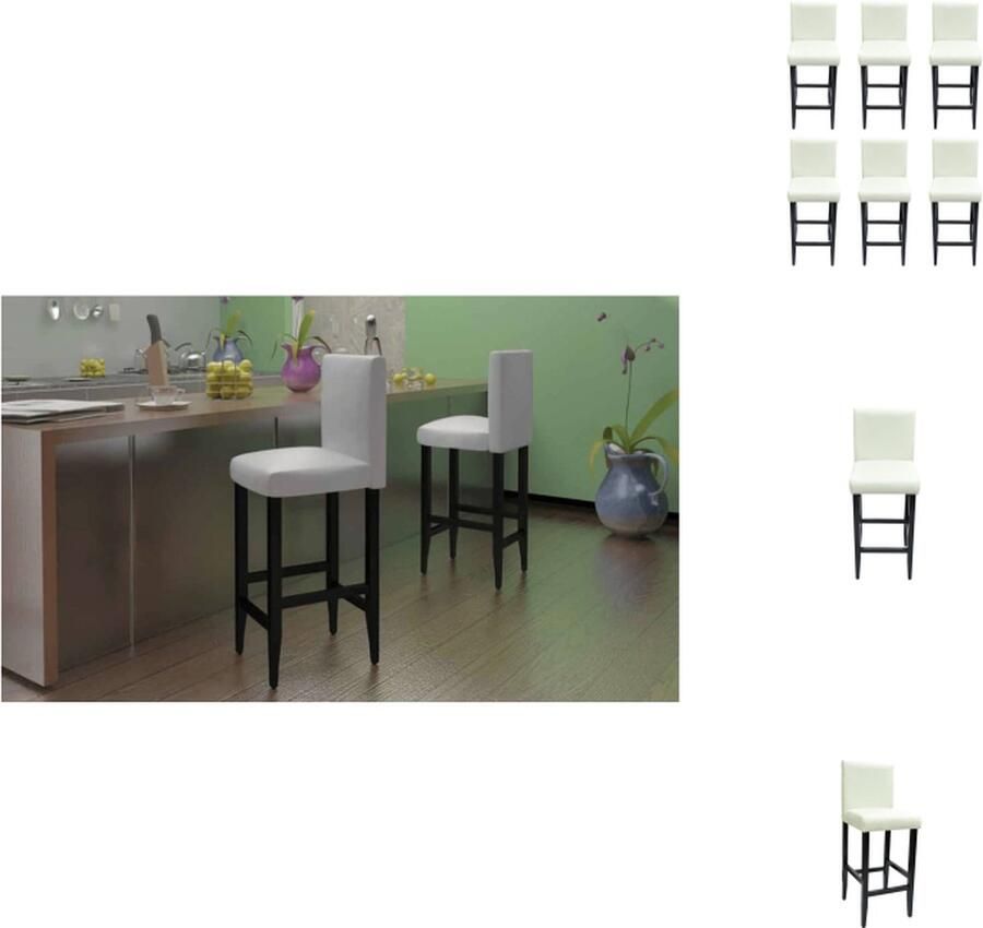 VidaXL Barkruk Barkrukken Aanrecht Stoelen Keukenstoelen Barkrukken 6 st kunstleer wit