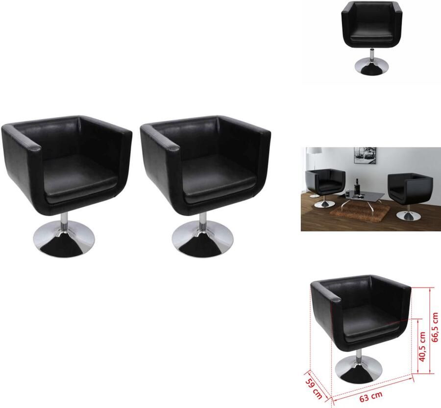 VidaXL Loungestoel Zwart Verstelbaar Stalen Frame Gepolijste Chromen Afwerking 61x58x80-93cm Zitting- 44x34cm Basis- 45cm Hoogte Verstelling- 13cm Barkruk