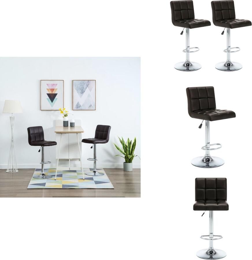VidaXL Barkruk Barkrukken Bar Kruk Bar Krukken Barstoelen 2 st kunstleer bruin