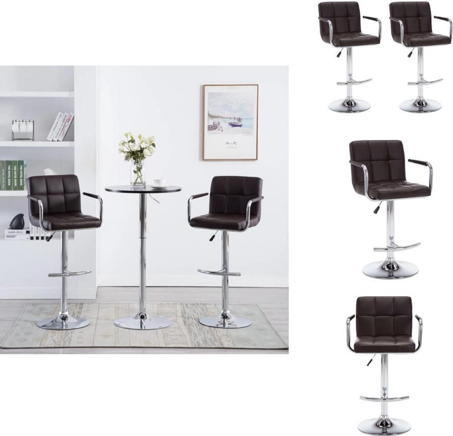 VidaXL Barkruk Barkrukken Bar Kruk Bar Krukken Barstoelen 2 st kunstleer bruin