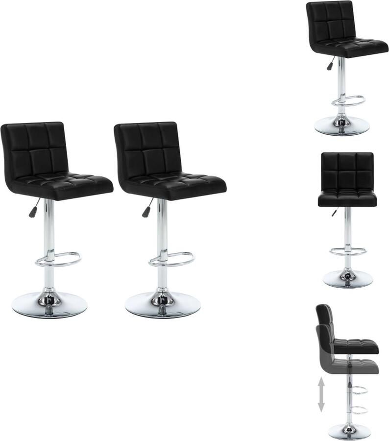 VidaXL Barkruk Zwart Kunstleer en staal 40x47x(90-111) cm Gasveermechanisme Zonder armleuningen Montage vereist 2 stuks Barkruk - Foto 2