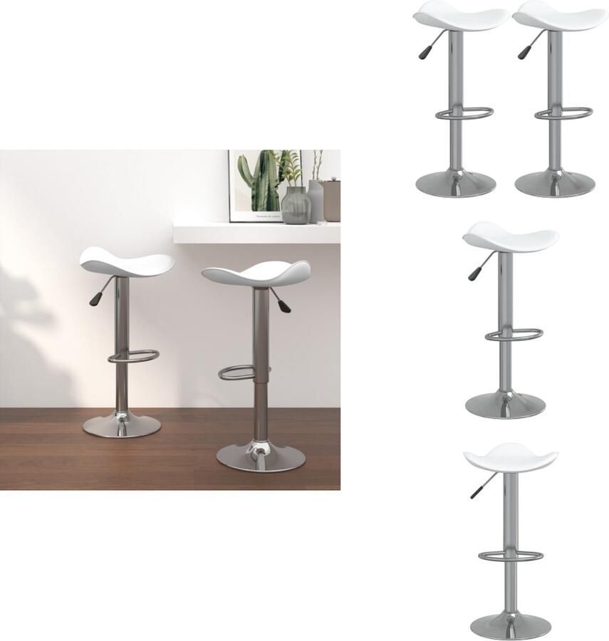 VidaXL Barkruk Barkrukken Barkrukje Barkrukjes Barkruk 2 st verchroomd staal en kunstleer wit