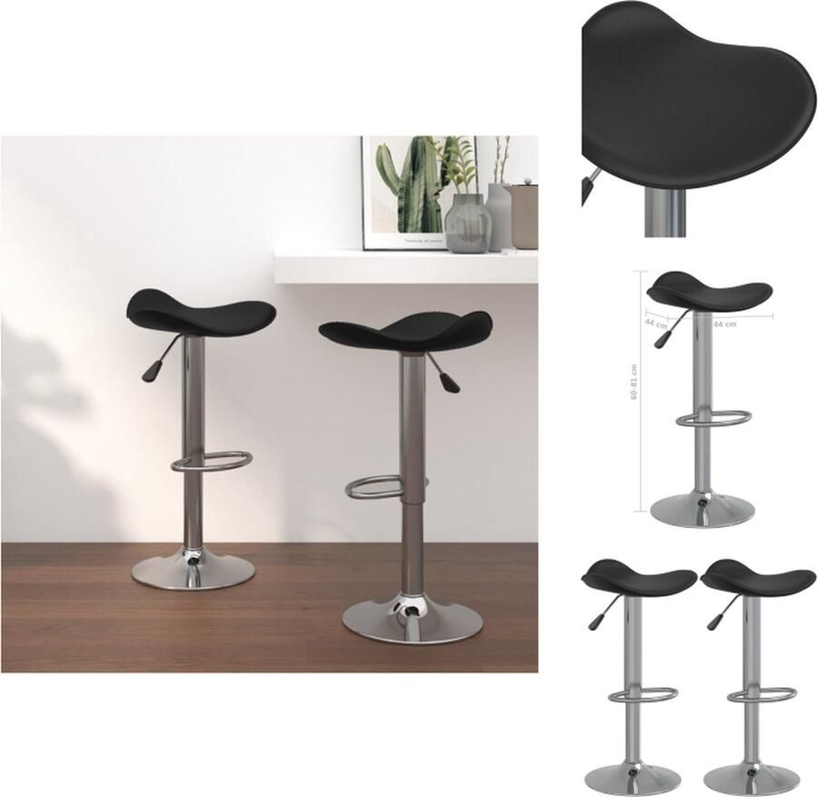 VidaXL Barkruk Barkrukken Barkrukje Barkrukjes Barkruk 2 st verchroomd staal en kunstleer zwart