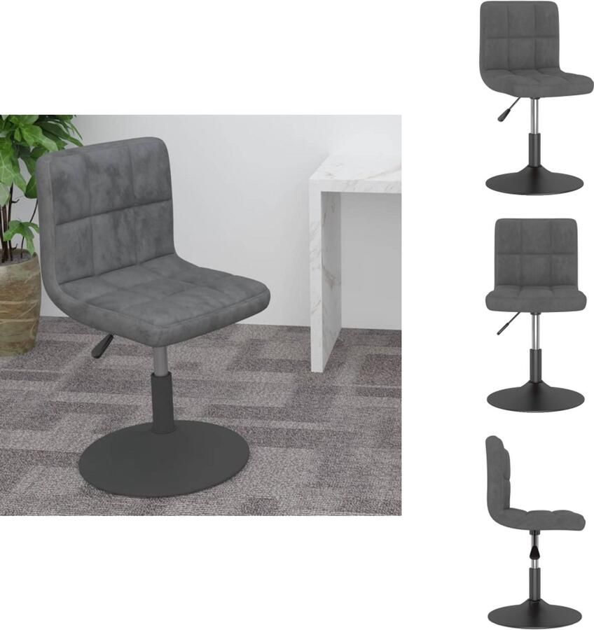 VidaXL Barkruk Barkrukken Barkrukje Barkrukjes Barkruk draaibaar fluweel donkergrijs