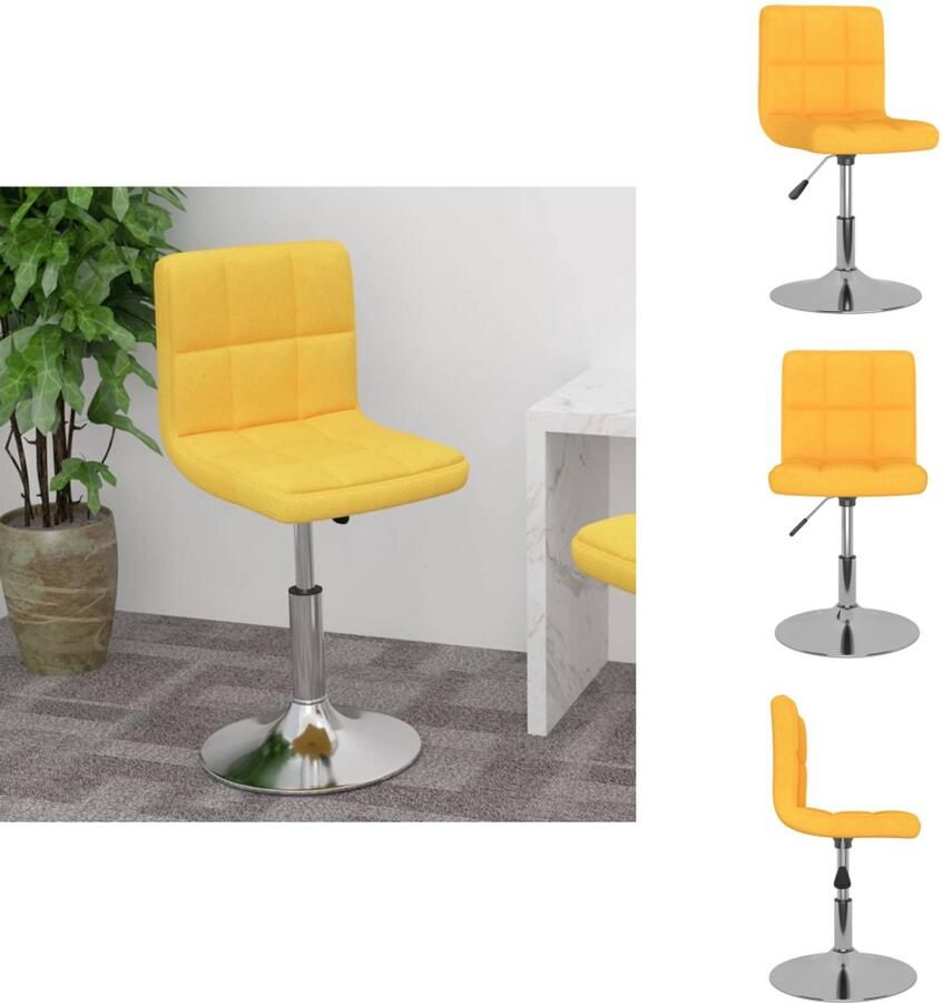 VidaXL Barkruk Barkrukken Barkrukje Barkrukjes Barkruk draaibaar stof geel