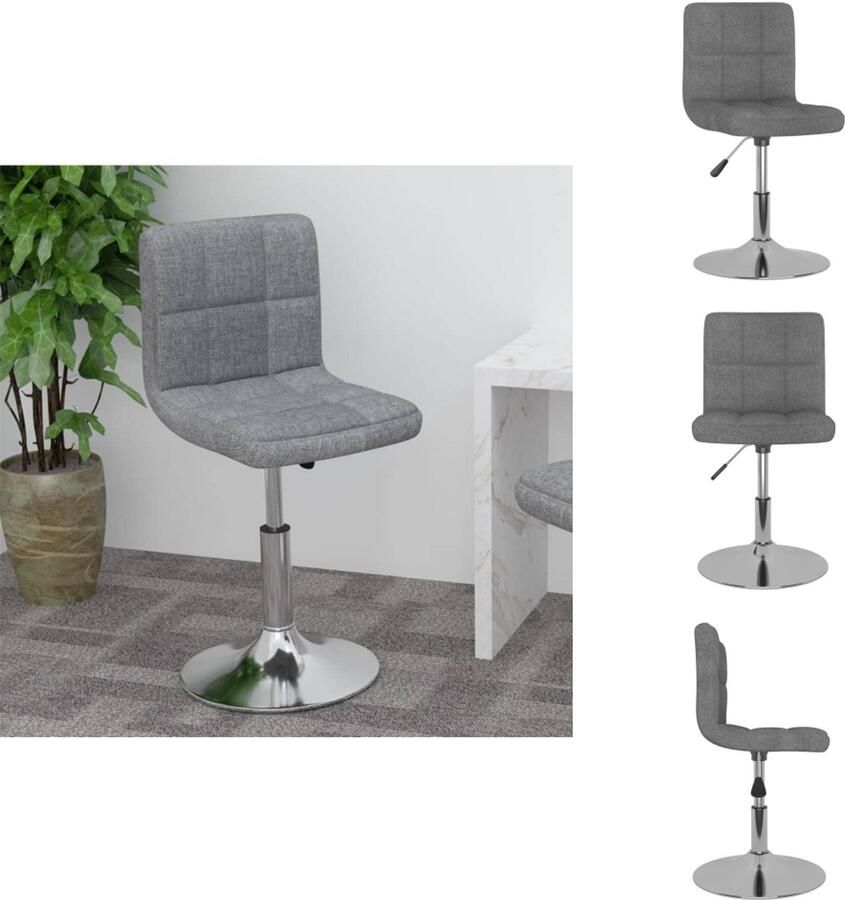 VidaXL Barkruk Barkrukken Barkrukje Barkrukjes Barkruk draaibaar stof lichtgrijs