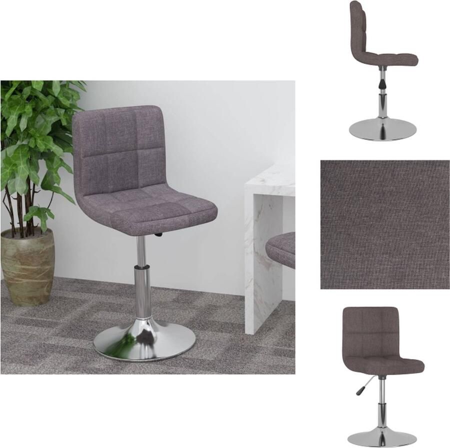 VidaXL Barkruk Draaibaar Taupe 40 x 43 x (71 85.5) cm Stof Verchroomd Staal Barkruk