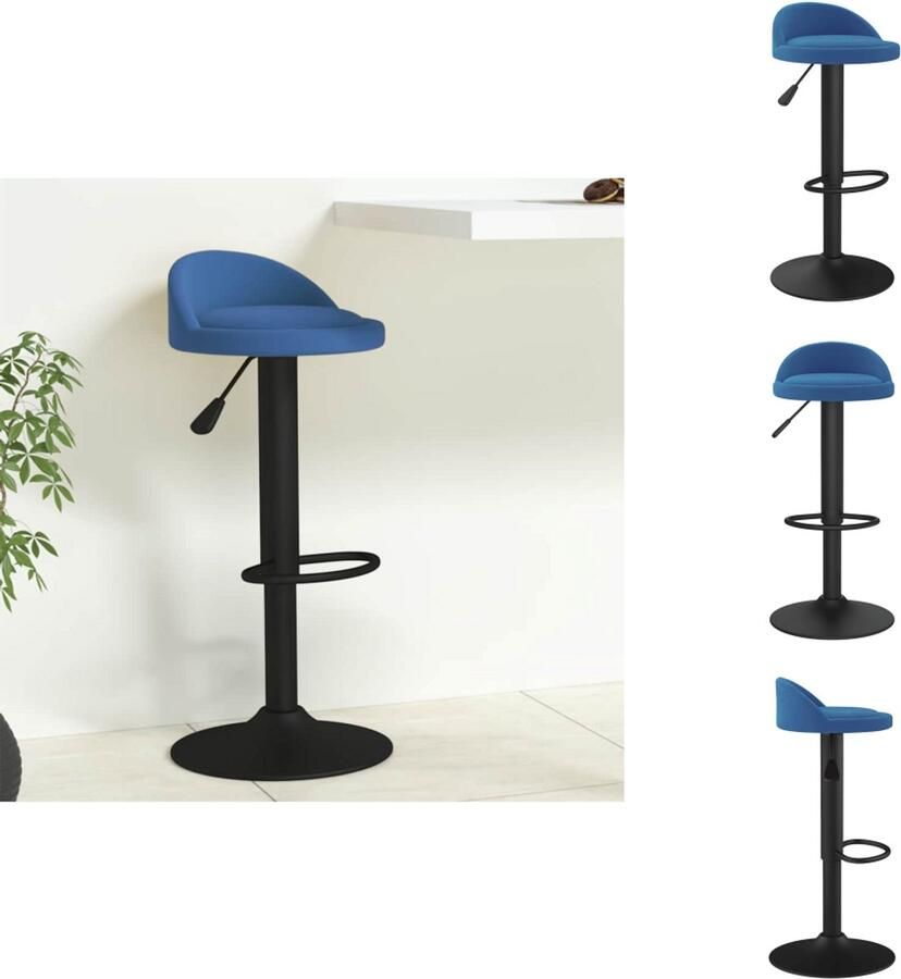 VidaXL Barkruk Barkrukken Barkrukje Barkrukjes Barkruk fluweel blauw