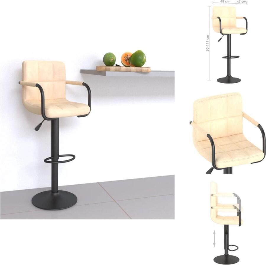 VidaXL Barkruk Barkrukken Barkrukje Barkrukjes Barkruk fluweel crèmekleurig