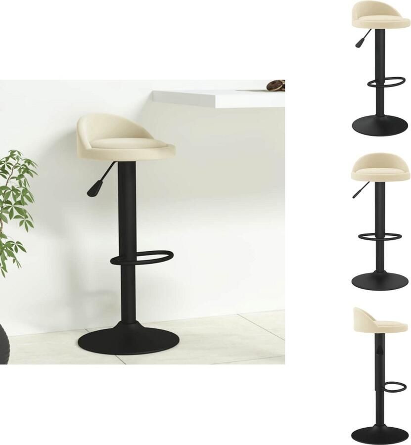 VidaXL Barkruk Barkrukken Barkrukje Barkrukjes Barkruk fluweel crèmekleurig - Foto 2