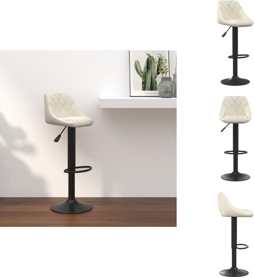 VidaXL Barkruk Barkrukken Barkrukje Barkrukjes Barkruk fluweel crèmekleurig