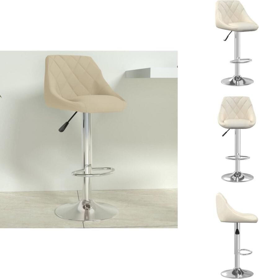 VidaXL Barkruk Barkrukken Barkrukje Barkrukjes Barkruk fluweel crèmekleurig