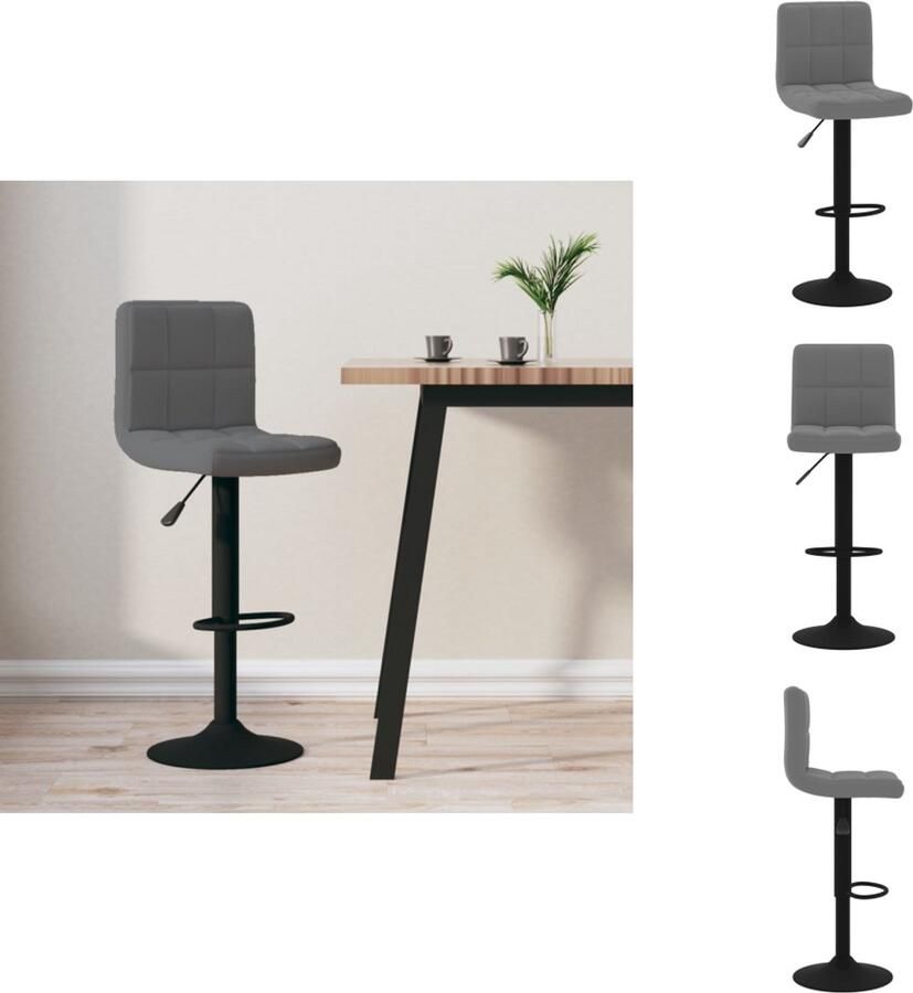 VidaXL Barkruk Velvet Donkergrijs 46 x 44 x (82 103) cm In hoogte verstelbaar Barkruk - Foto 5